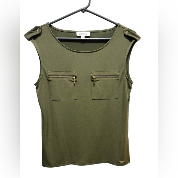 Calvin Klein Tops - NWOT Calvin Klein Olive Green Women's Top with pockets
